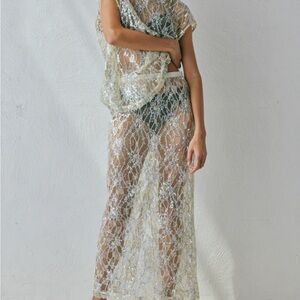 VRG GRL DEVYN SEQUIN Sheer Lace Maxi SET